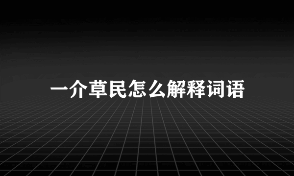 一介草民怎么解释词语