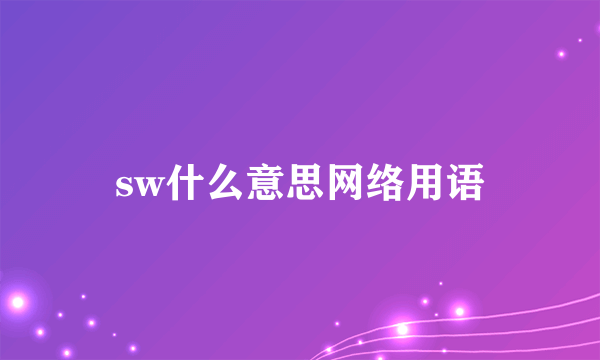 sw什么意思网络用语