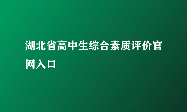 湖北省高中生综合素质评价官网入口