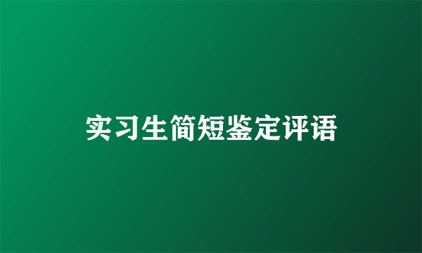 实习生简短鉴定评语