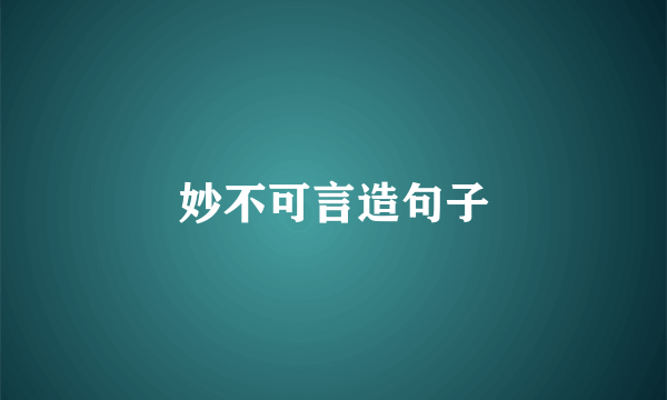 妙不可言造句子