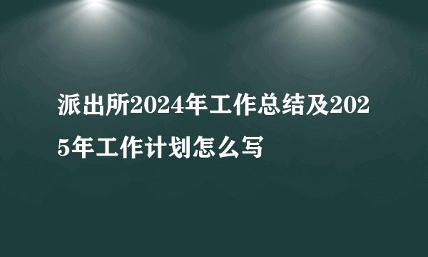 派出所2024年工作总结及2025年工作计划怎么写