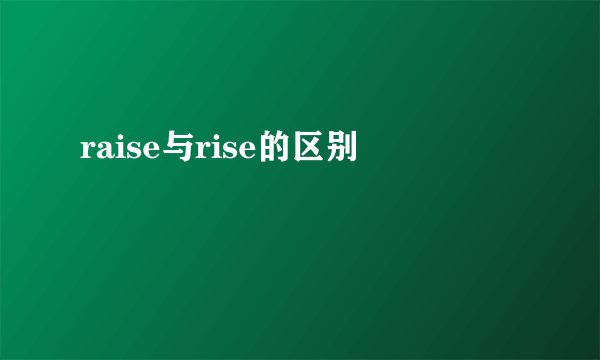 raise与rise的区别
