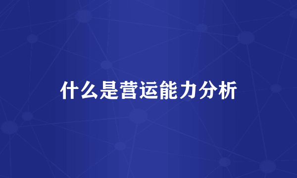 什么是营运能力分析