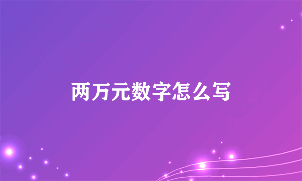 两万元数字怎么写