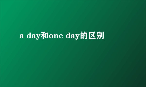 a day和one day的区别