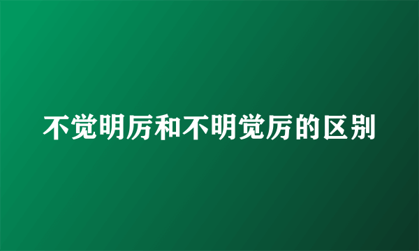 不觉明厉和不明觉厉的区别