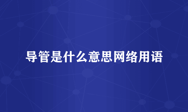 导管是什么意思网络用语