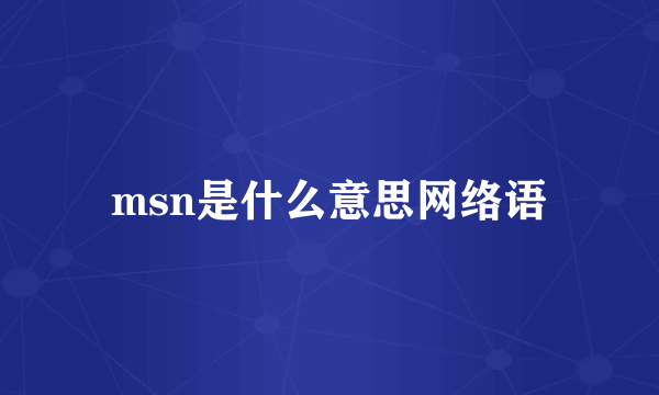 msn是什么意思网络语