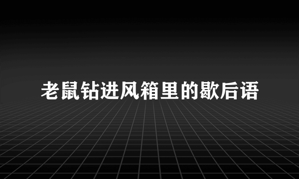 老鼠钻进风箱里的歇后语