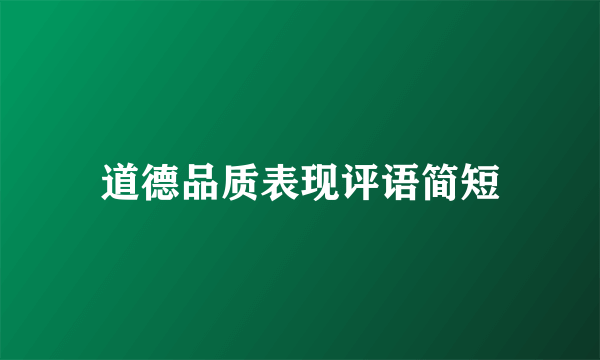 道德品质表现评语简短