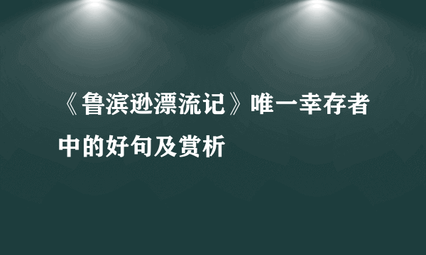 《鲁滨逊漂流记》唯一幸存者中的好句及赏析