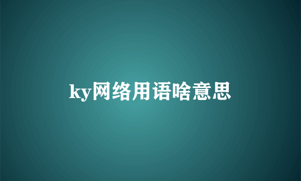 ky网络用语啥意思