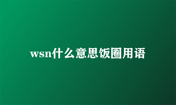 wsn什么意思饭圈用语