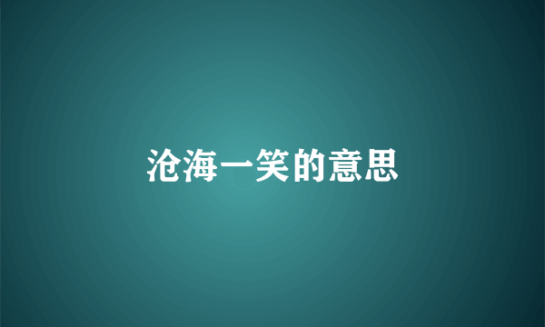 沧海一笑的意思