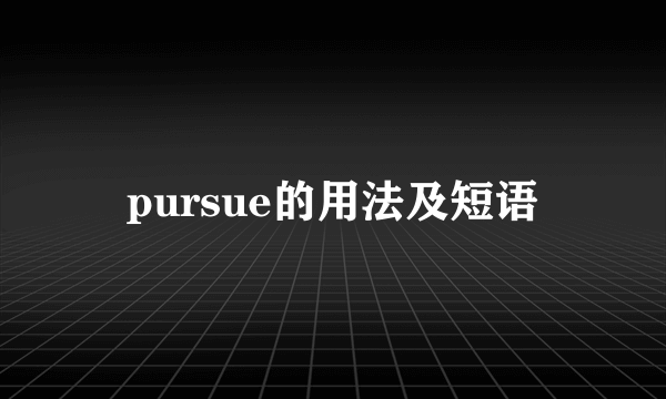 pursue的用法及短语