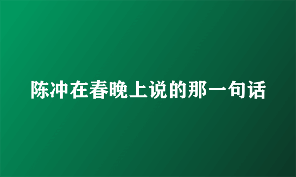 陈冲在春晚上说的那一句话