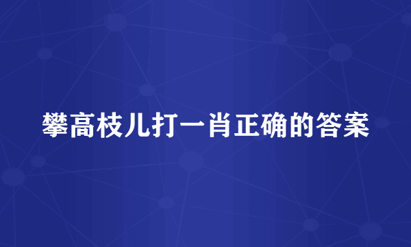 攀高枝儿打一肖正确的答案