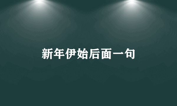 新年伊始后面一句