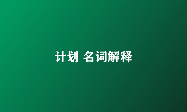计划 名词解释