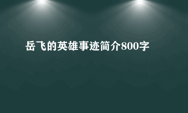 岳飞的英雄事迹简介800字