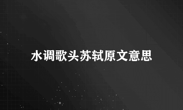 水调歌头苏轼原文意思