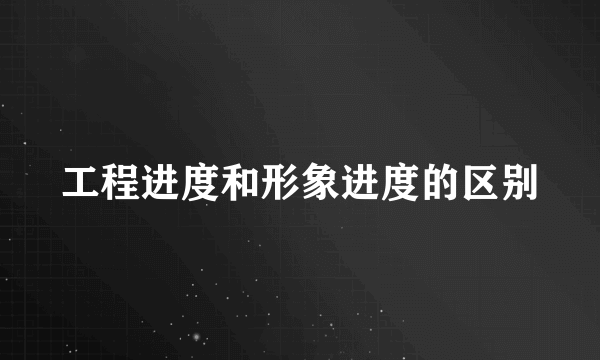 工程进度和形象进度的区别