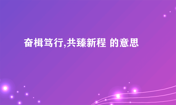 奋楫笃行,共臻新程 的意思