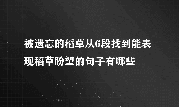 被遗忘的稻草从6段找到能表现稻草盼望的句子有哪些