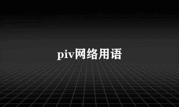 piv网络用语