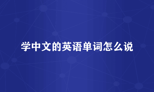 学中文的英语单词怎么说
