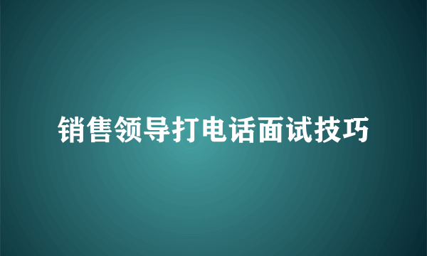 销售领导打电话面试技巧