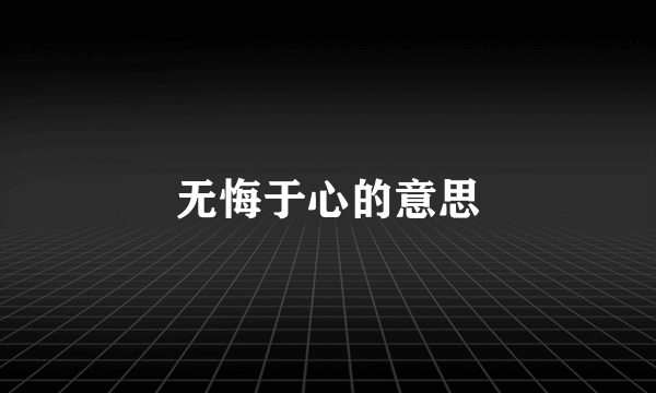 无悔于心的意思