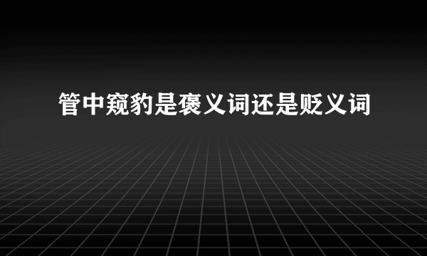 管中窥豹是褒义词还是贬义词