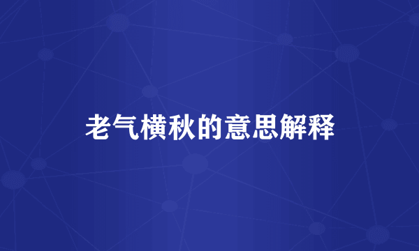 老气横秋的意思解释