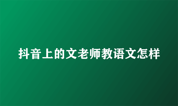 抖音上的文老师教语文怎样