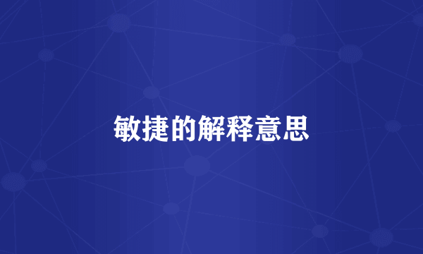 敏捷的解释意思