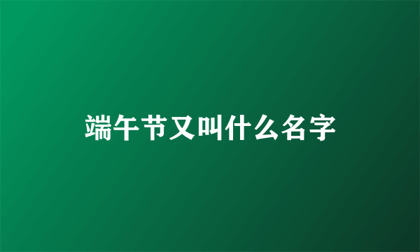 端午节又叫什么名字