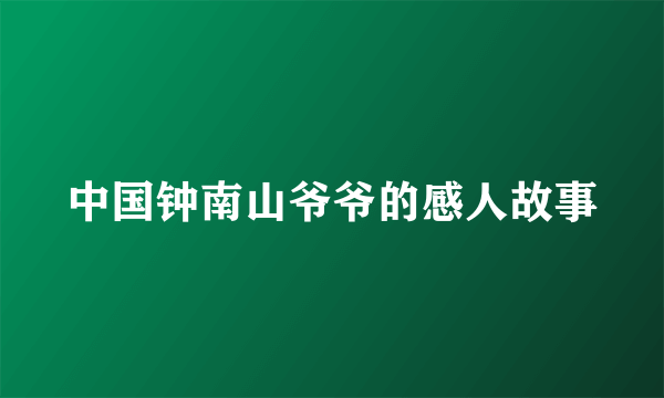 中国钟南山爷爷的感人故事