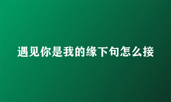 遇见你是我的缘下句怎么接