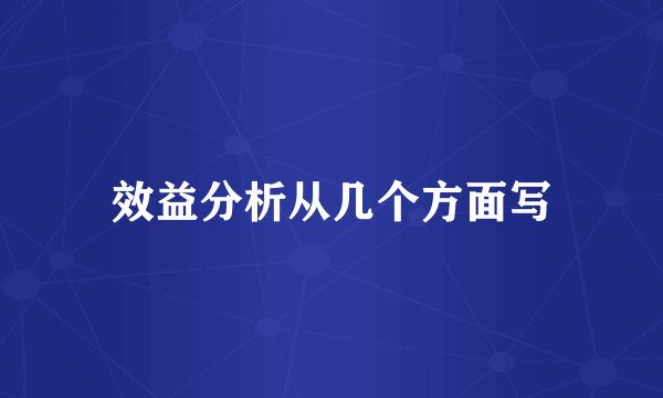 效益分析从几个方面写