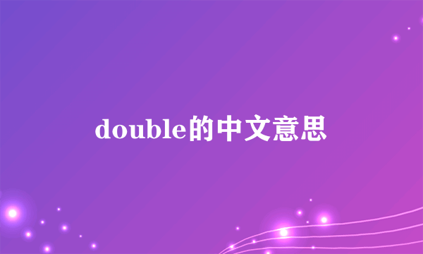 double的中文意思
