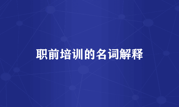 职前培训的名词解释