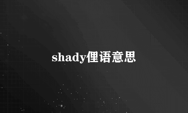 shady俚语意思