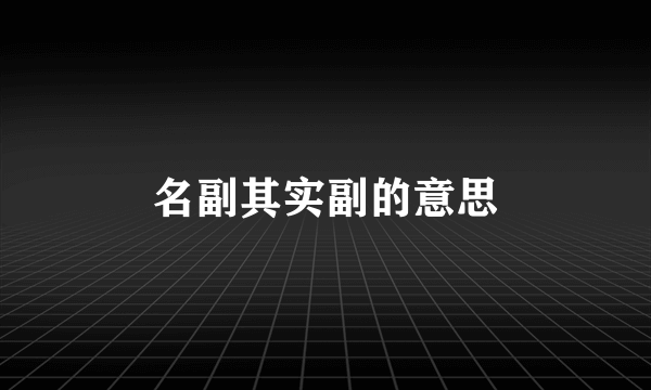 名副其实副的意思