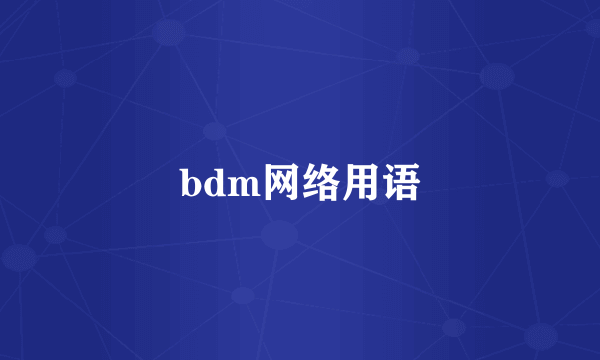bdm网络用语