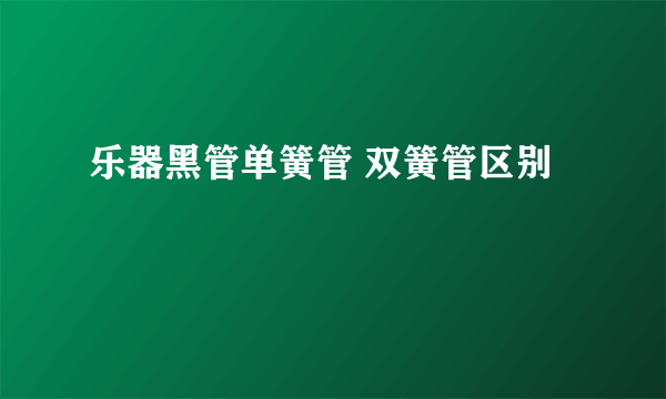 乐器黑管单簧管 双簧管区别