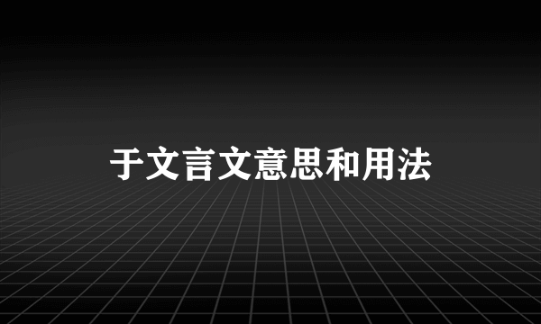 于文言文意思和用法