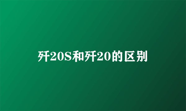 歼20S和歼20的区别