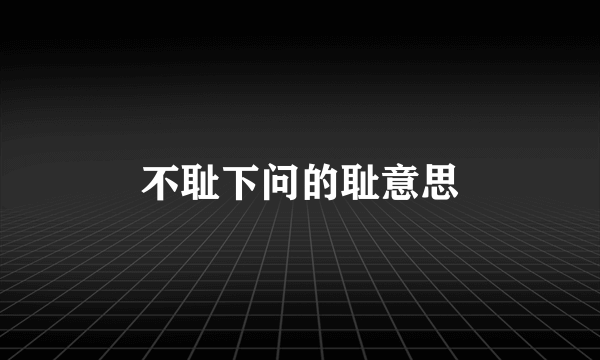 不耻下问的耻意思